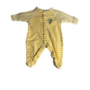 3 FOR $20 GAGOU TAGOU 1M NB Cotton Yellow Striped Snap Button Footie Sleeper
